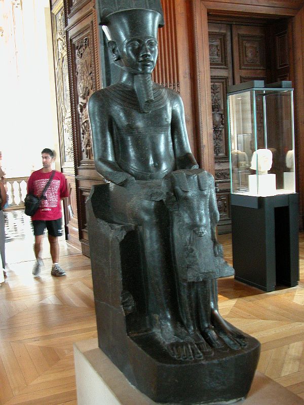 Paris Louvre Antiquities Egypt 1347-1337 BC The God Amon and King Tutankhamen 